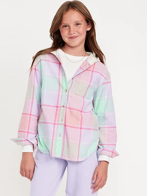 Long-Sleeve Hooded Flannel Shirt for Girls