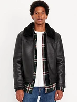 Faux-Leather Aviator Jacket