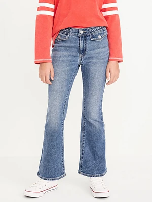 High-Waisted Braided-Waist Flare Jeans for Girls