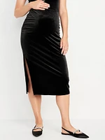 Maternity Full-Panel Velvet Midi kirt