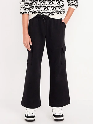 High-Waisted Wide-Leg Fleece Cargo Pants for Girls