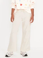 High-Waisted Wide-Leg Fleece Cargo Pants for Girls