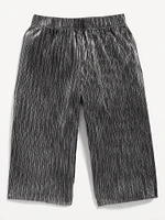 Shiny Metallic Cropped Wide-Leg Pants for Toddler Girls