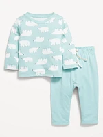 Printed Long-Sleeve T-Shirt and Pants Set for Baby