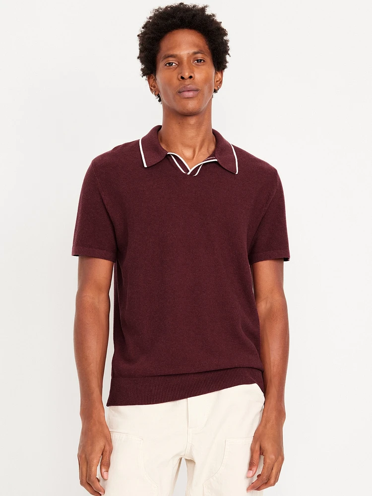 Tipped Collar Polo Sweater