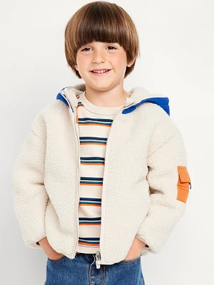 Reversible Color Block Sherpa Jacket for Toddler Boys