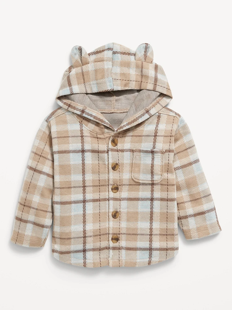 Printed Soft-Knit Hooded Shirt for Baby