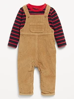 Long-Sleeve T-Shirt and Corduroy Overalls Set for Baby