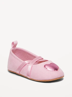 Faux-Suede Metallic Heart Ballet Flat Shoes for Baby