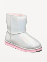 Shiny Faux-Suede Faux-Fur Lined Boots for Girls