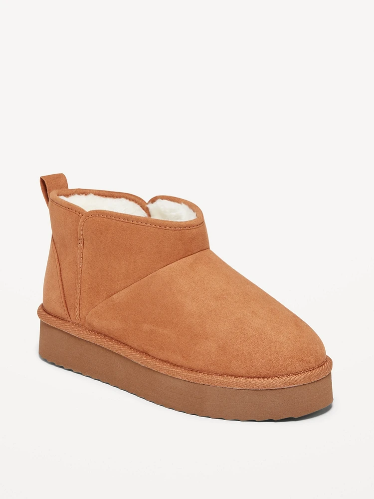 Faux-Suede Faux-Fur Lined Platform Boots for Girls