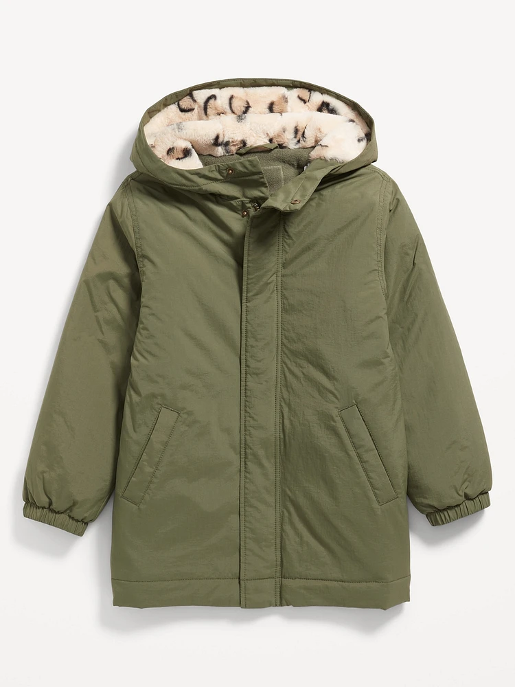 Cozy Water-Resistant Hooded Parka Coat for Girls