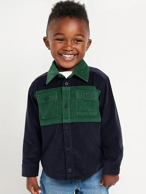 Long-Sleeve Color Block Corduroy Shirt for Toddler Boys