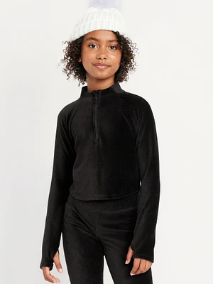 Half-Zip Velour Performance Top for Girls