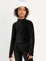 Half-Zip Velour Performance Top for Girls