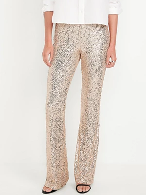 High-Waisted Sequin Flare Pants