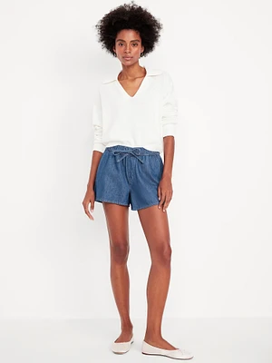 High-Waisted Baggy Jean Shorts