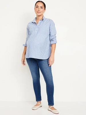 Maternity Rollover-Panel Side-Slit 360 Stretch Skinny Jeans