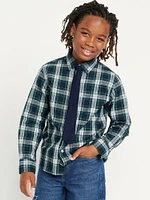 Printed Long-Sleeve Pocket Shirt and Tie Set for Boys