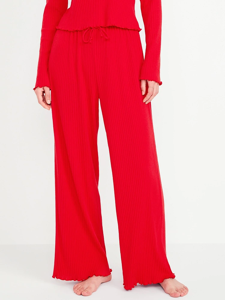 High-Waisted Ribbed Pajama Pants