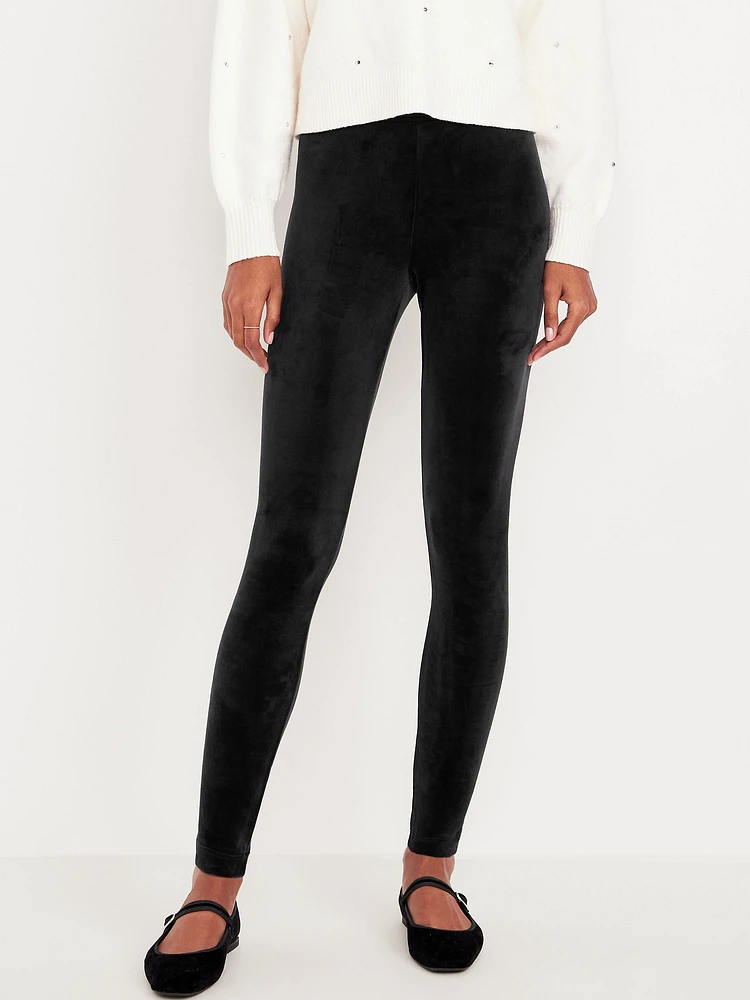 High-Waisted Velvet Ankle Leggings