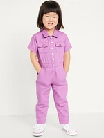 Short-Sleeve Utility Pocket Jumpsuit for Toddler Girls