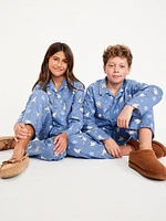 Gender-Neutral Printed Button-Front Pajama Set for Kids