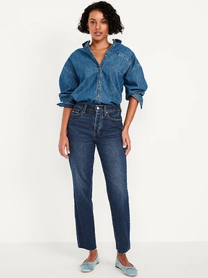 High-Waisted Button-Fly OG Straight Ankle Jeans