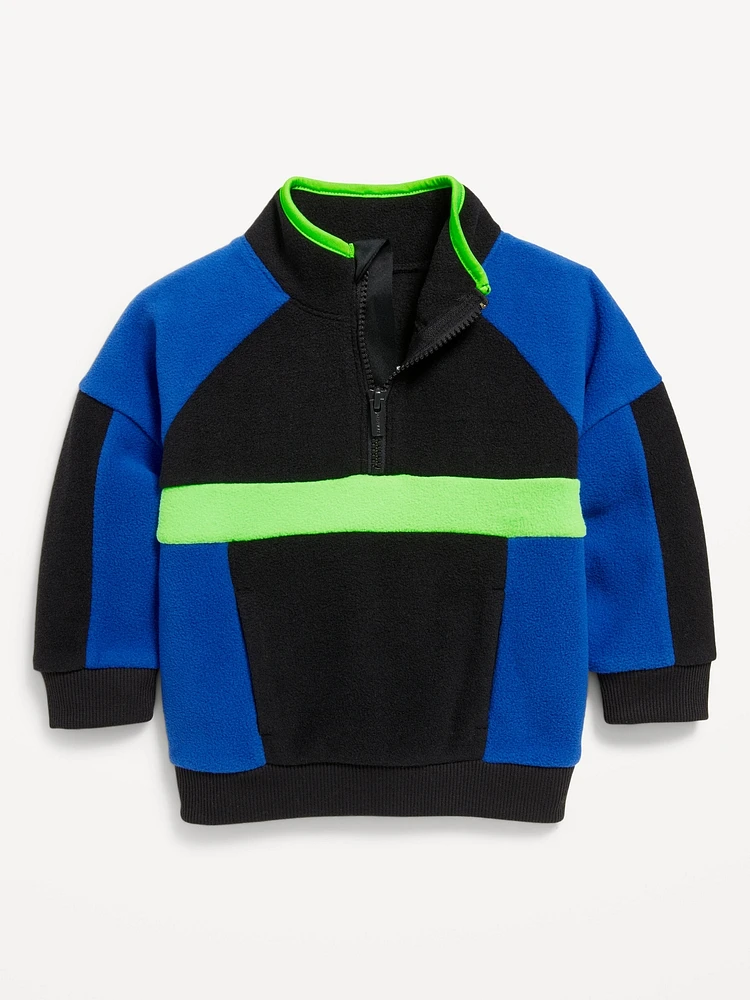 Oversized Microfleece Quarter-Zip Sweater for Toddler Boys