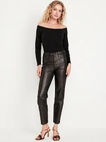 High-Waisted Shine OG Straight Ankle Jeans