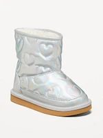 Metallic Quilted Faux-Fur Lined Boots for Toddler Girls