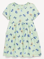 Printed Jersey-Knit Short-Sleeve Dress for Toddler Girls