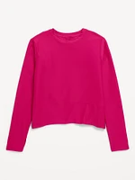 Long-Sleeve Curved-Hem Performance Top for Girls