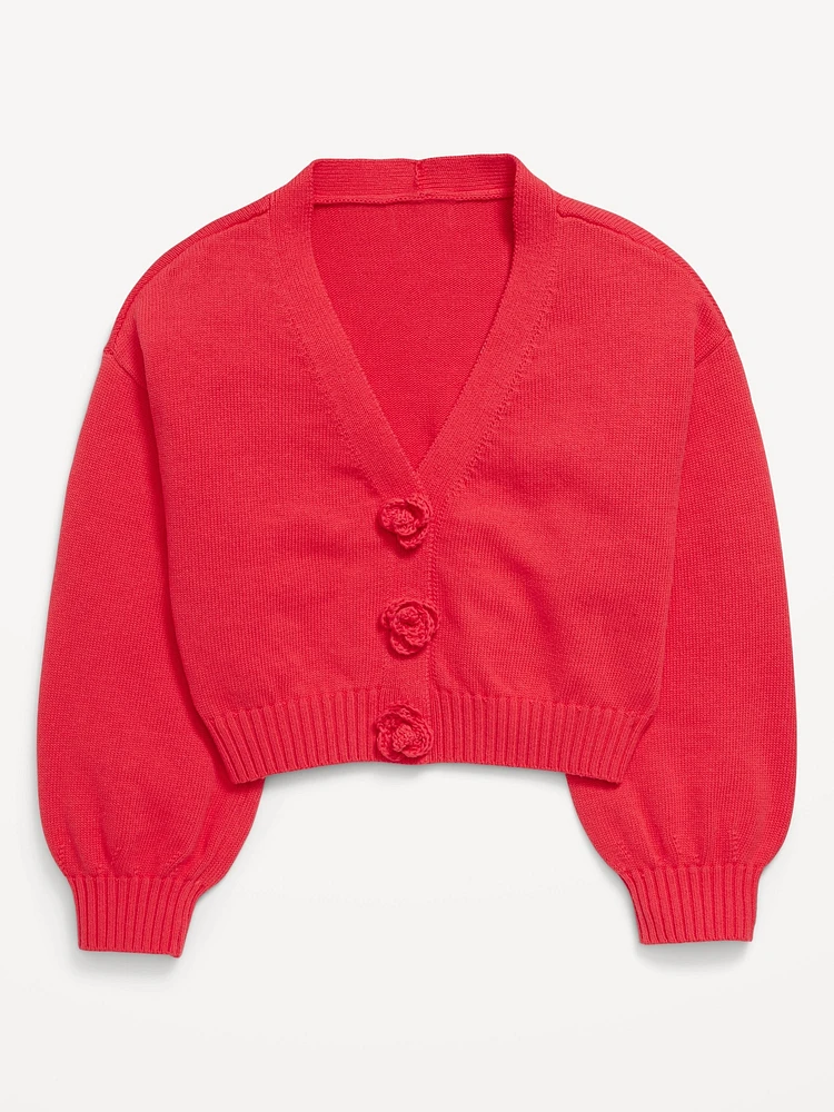 Button-Front Cardigan Sweater for Girls