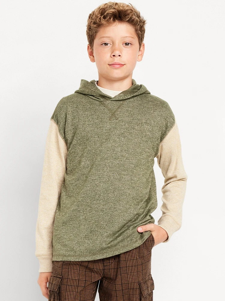 Cozy-Knit ong-Sleeve Hooded T-Shirt for Boys