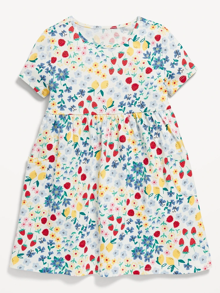 Printed Jersey-Knit Short-Sleeve Dress for Toddler Girls
