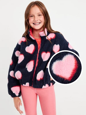 Printed Mock-Neck Sherpa Full-Zip Jacket for Girls