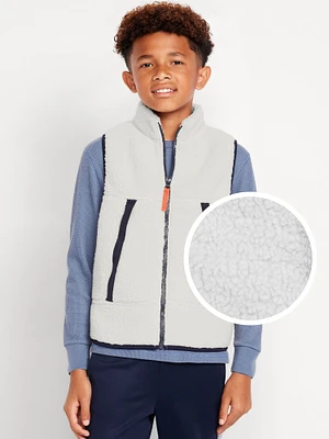 Sherpa Zippered Utility Pocket Vest for Boys