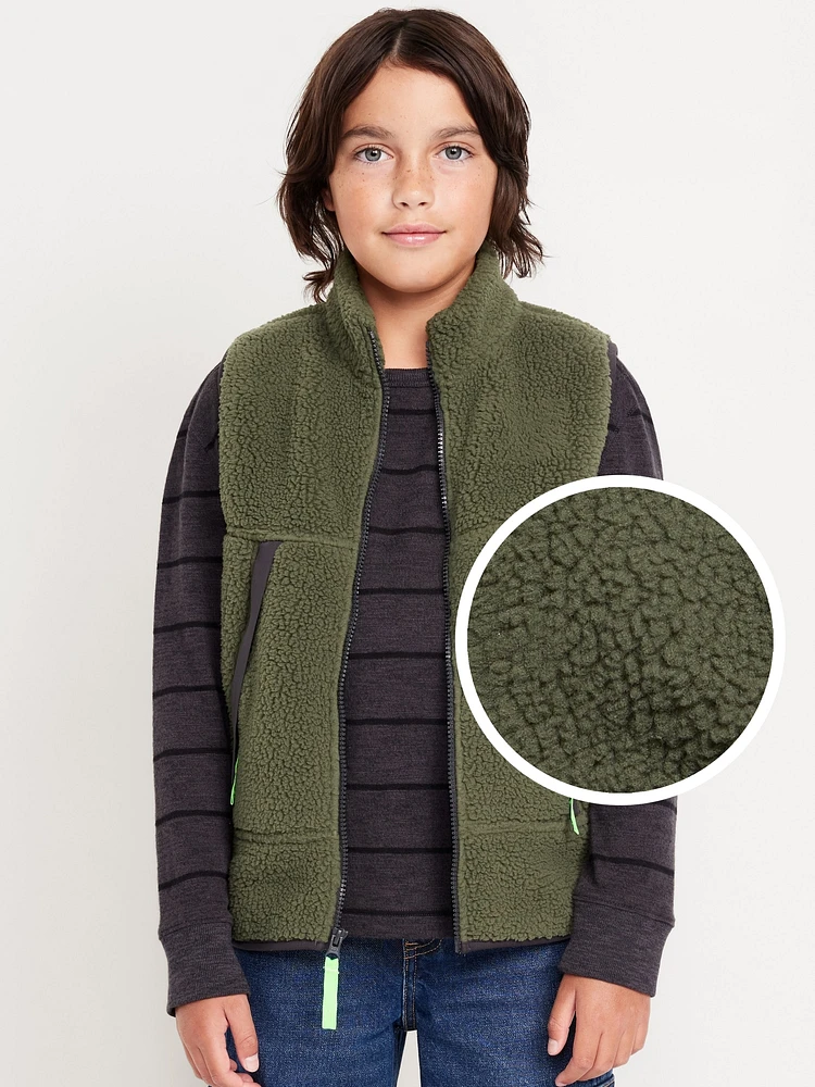 Sherpa Zippered Utility Pocket Vest for Boys