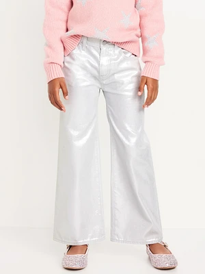 High-Waisted Baggy Shine Wide-Leg Jeans for Girls