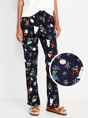 Mid-Rise Printed Flannel Pajama Pants