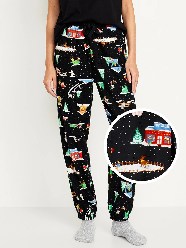 High-Waisted Flannel Pajama Joggers