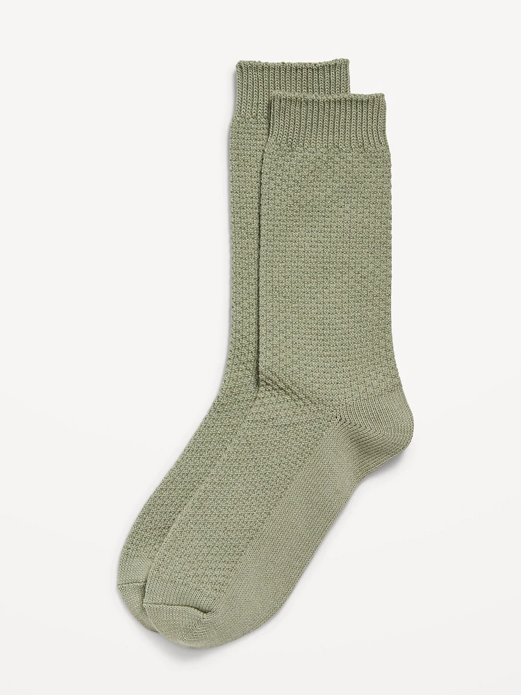 Waffle-Knit Crew Socks for Men