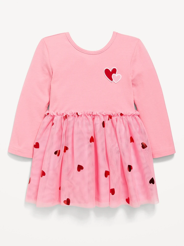 Long-Sleeve Fit and Flare Tutu Dress for Toddler Girls