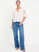 Extra High-Waisted Braided Wide-Leg Jeans