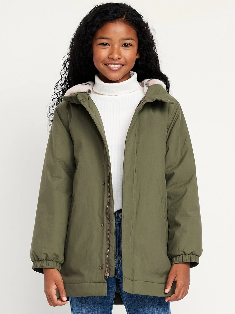 Cozy Water-Resistant Hooded Parka Coat for Girls