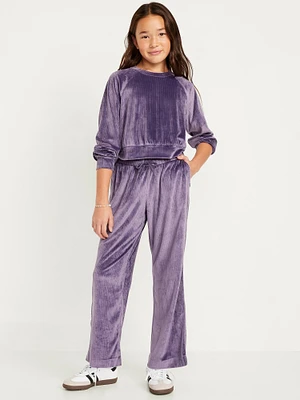 Velour Crew-Neck Sweatshirt and Straight-Leg Pants Set for Girls