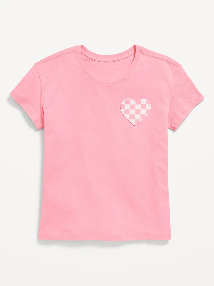 Softest Short-Sleeve Heart-Pocket T-Shirt for Girls