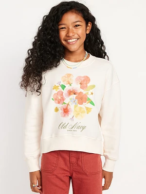 Vintage Oversized Logo-Graphic Sweatshirt for Girls