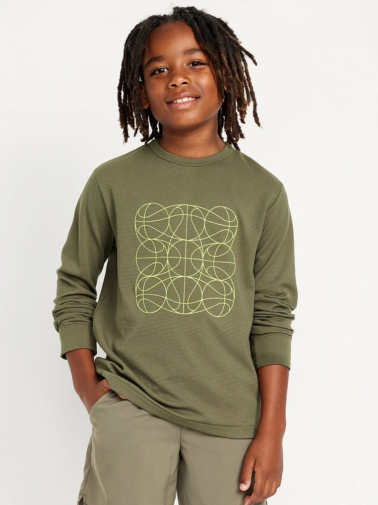 Long-Sleeve Waffle-Knit Graphic Performance Top for Boys